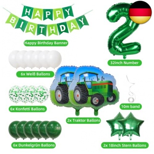 Traktor Geburtstagsdeko – Grüne „8“-Folienballons Für Jungs 8. Geburtstag