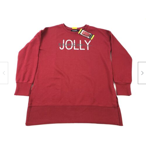 Ellen Tracy Women's Sweater Red Christmas Jolly Crew Neck Long Sleeve SIZE XL - Picture 1 of 2