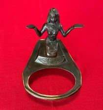 Antique Art Deco Bronze Semi Nude Egyptian Kneeling Lady Figure Cigar Ashtray