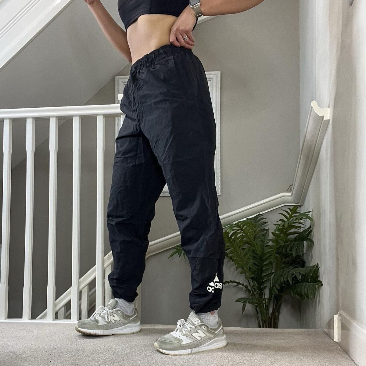 00's Adidas Black Windpants Nylon Tracksuit Bottom Track 00's Adidas Black Windpants Nylon Tracksuit Bottom Track