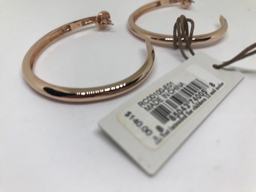 NWT~$140~ROBERT LEE MORRIS ~ SHINY ROSE GOLD TONE TEARDROP HOOP EARRINGS ~ POST - Picture 4 of 5