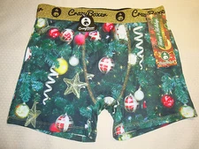 New Crazy Boxer Men's Poly Blend Boxer Brief Holiday Christmas Tree Ornaments M