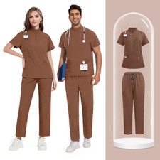 Comfortable Unisex Scrubs Set: Stretchy Zip-Top  Cargo Pants for Men  Women