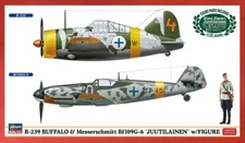 Hasegawa 02439 1/72 B-239 Buffalo & Bf109 "Jütileinen" kit with 1/32 Resin Fig