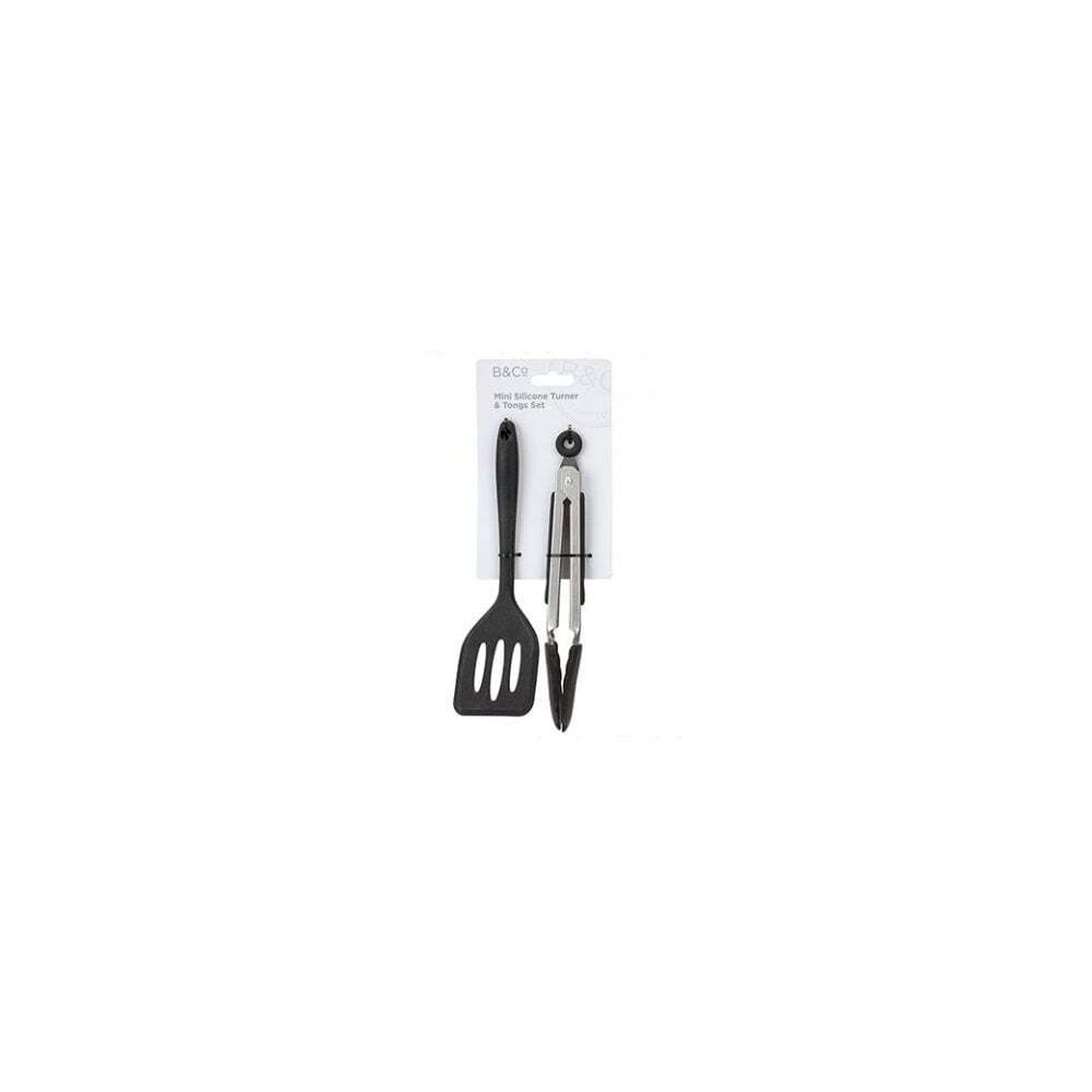Summit Mini Silicone Turner and Tongs Set - Black