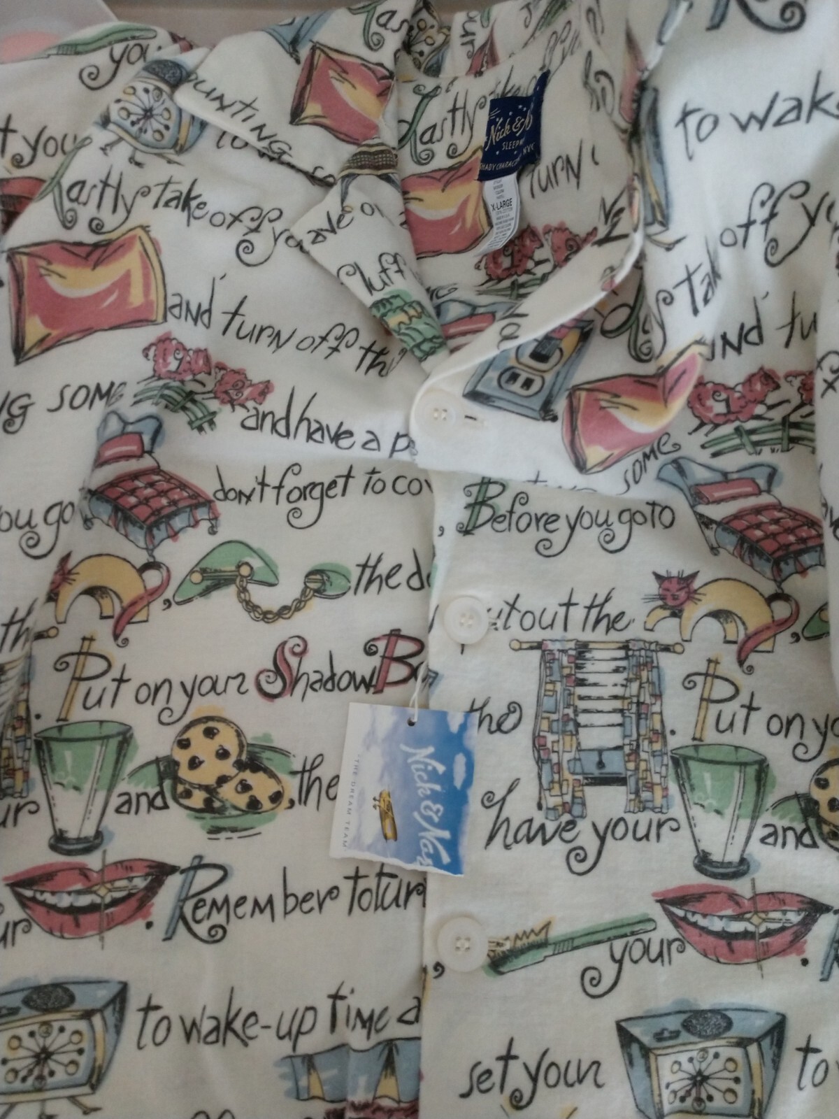 Nick and Nora NWT Rare 100percent Cotton Flannel "Bed Time Story" Flannel Pajama Set image 10