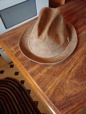 Vintage Stetson Fedora Hat Men's 7 1/4 Genuine Leather Suede