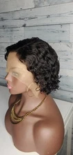 100% Human Hair Black short curly summer style. For pixie cut restyle 6inches