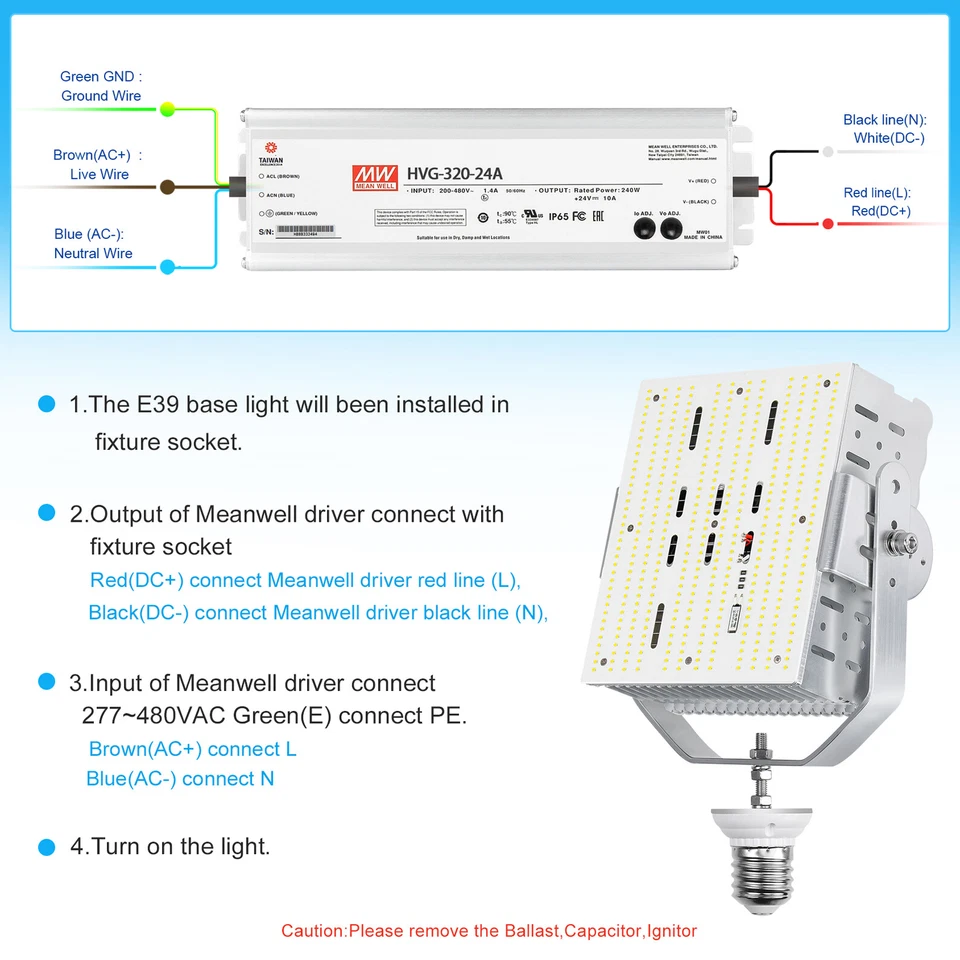 LED Shoebox Retrofit Kit Light For Area Parking Lot 150W 240W 300W AC120V 480V - Image 3 of 4