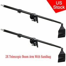 US 2Pcs 1.4m Telescopic Boom Arm W/ Sandbag Set For Studio Flash Light Softbox