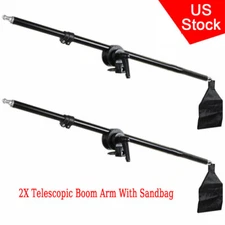 US 2Pcs 1.4m Telescopic Boom Arm W/ Sandbag Set For Studio Flash Light Softbox