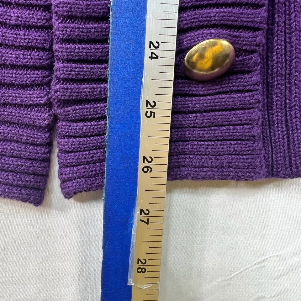 Cárdigan suéter Chaps para mujer talla mediana púrpura manga larga ojo y gancho Foto 4 de 4