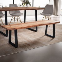 Esszimmerbank Finebuy Sitzbank Akazie Massivholz 180 Cm Essbank Baumkante Groß
