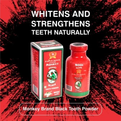 NOGI Monkey Brand Charcoal Activated Black Powder Tooth Whitening Gums Teeth (200Gms)