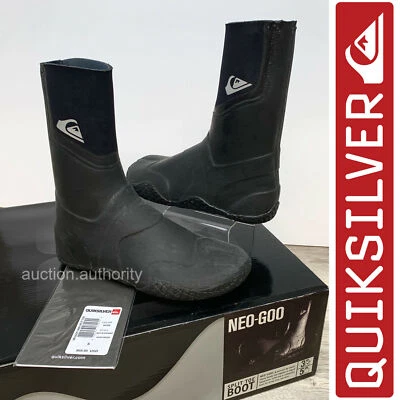 $70 Quicksilver 3mm Neo Goo Kids Split Toe Surf Boot Black Booties NeoGoo Sz 5 6