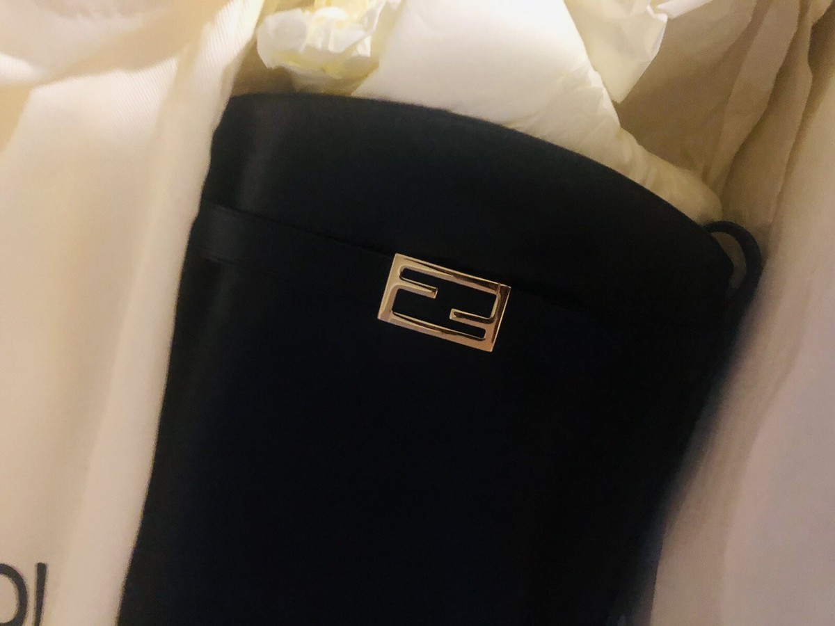 FENDI FF motif logo black leather boots heel $1650 + tax FENDI FF motif logo black leather boots heel $1650 + tax