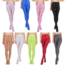 Women Pantyhose Shiny Pants Yoga Tights Dance Elastic Waistband Gym Underwear