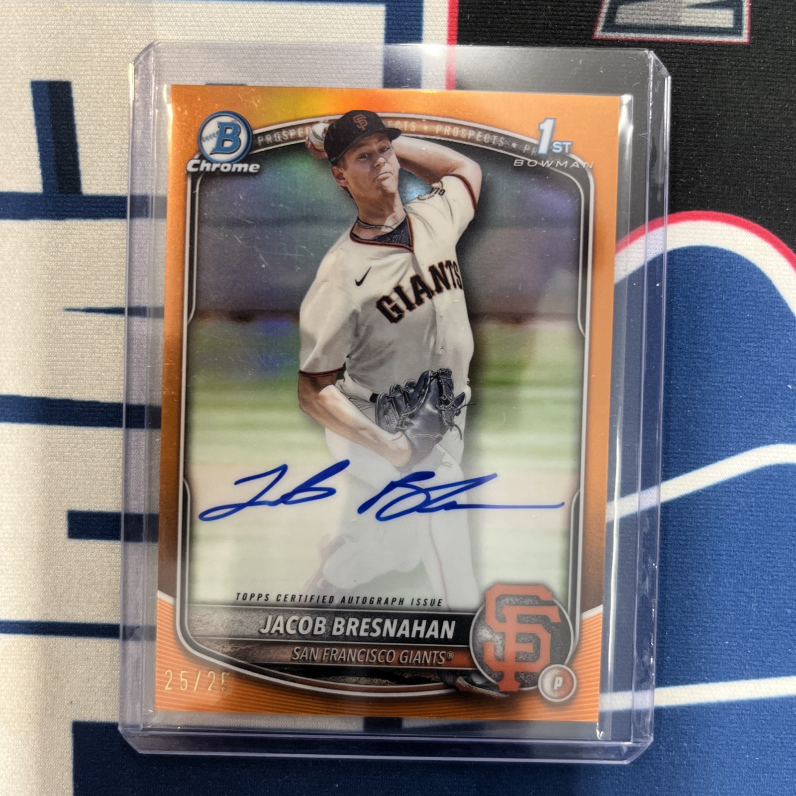 JACOB BRESNAHAN 2025 BOWMAN CHROME 1ST ORANGE REFRACTOR AUTO 25/25