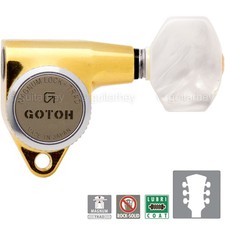 NEW Gotoh SG301-P7 MGT Locking Tuners L3 R3 Keys w/ PEARLOID Buttons 3x3 - GOLD