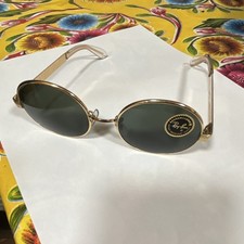 Ray-Ban Vintage Oval Sunglasses Gold Metal Frame Green Lenses Stylish Eyewear