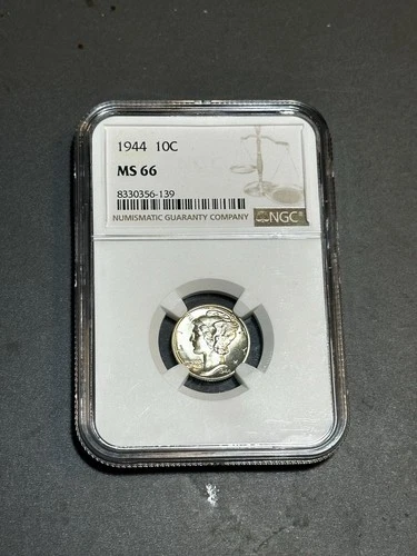 1944 Mercury Dime NGC MS66 10C Silver Philadelphia Uncirculated