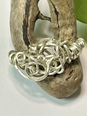 Handmade Wire Wrapped Ring Silver Wire Abstract Design Size 7