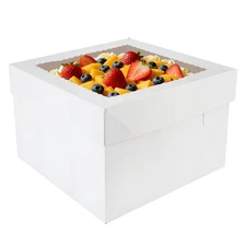 15 PCS Cake Boxes 12 Inch, 12x12x8 Inch White Bakery Boxes With Window, Cake ...