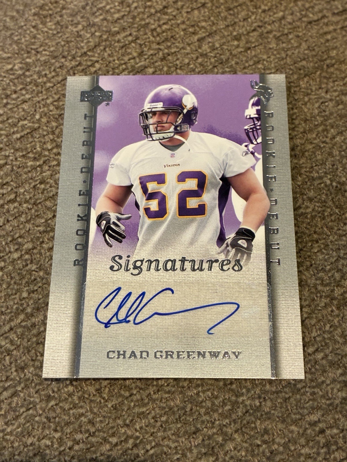 Chad Greenway Upper Deck Rookie Debut #211 Autograph