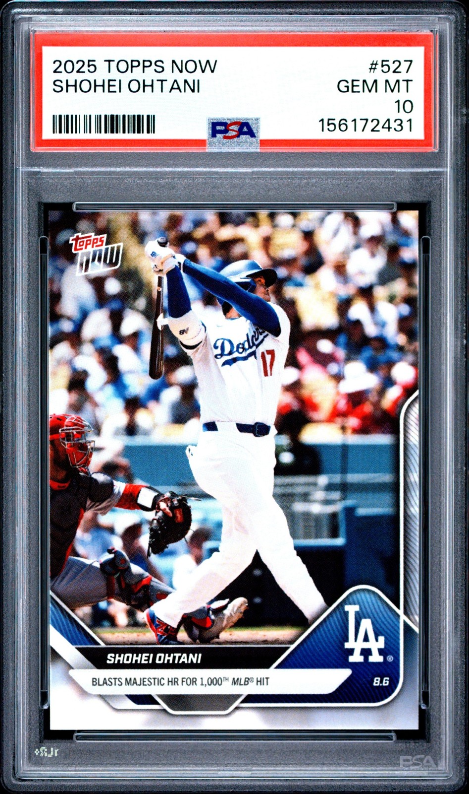 2025 Topps Now Shohei Ohtani 1000th Hit #527 Dodgers PSA 10