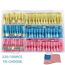 220x Heat Shrink Spade Wire Connectors Electrical Crimp Terminals Set Waterproof