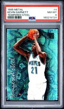 Kevin Garnett RC 1995-1996 Fleer Metal Tempered Steel#4 PSA8!Timberwolves F HOF