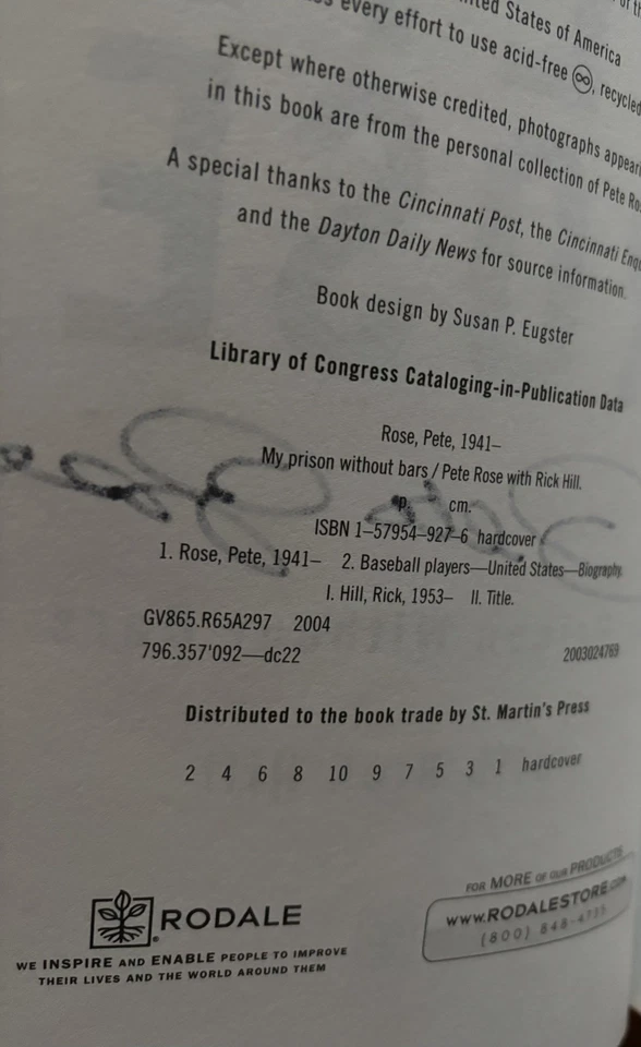 SIGNED Pete Rose — My Prison Without Bars (2004, HC)  EXCELLENT CONDITION - Imagem 3 de 3