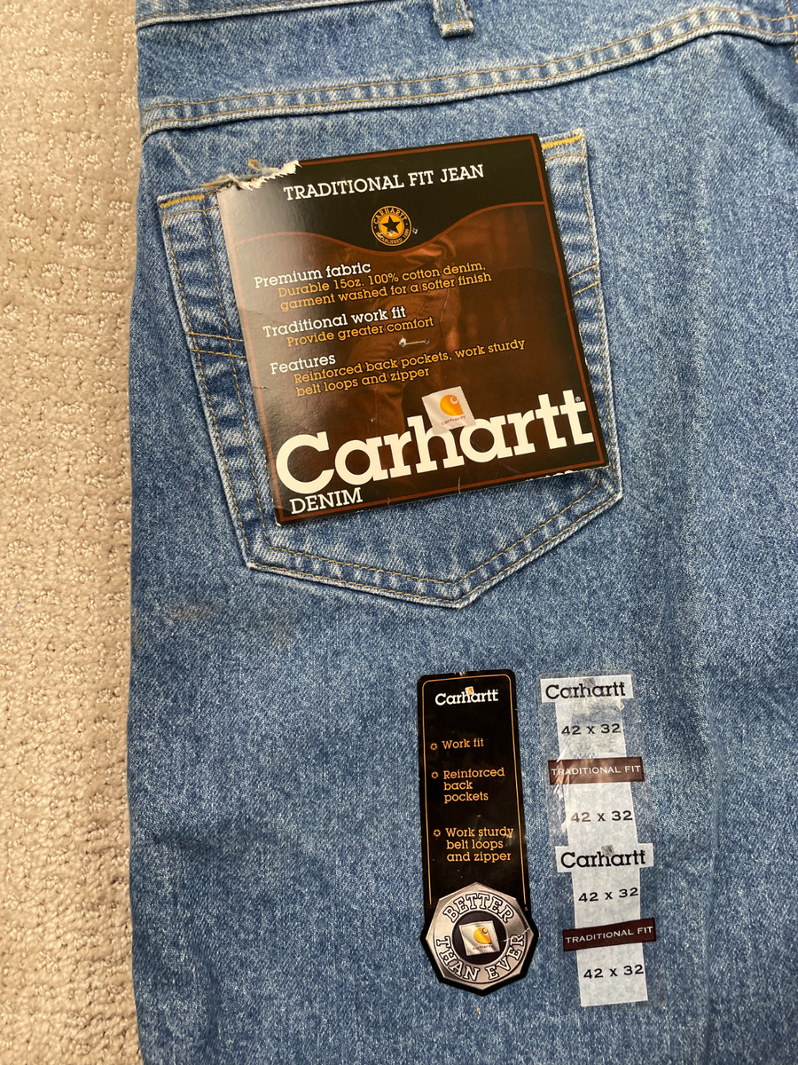NWT Vintage 90s Carhartt Jeans Mens 42x32 Traditional Work Slim