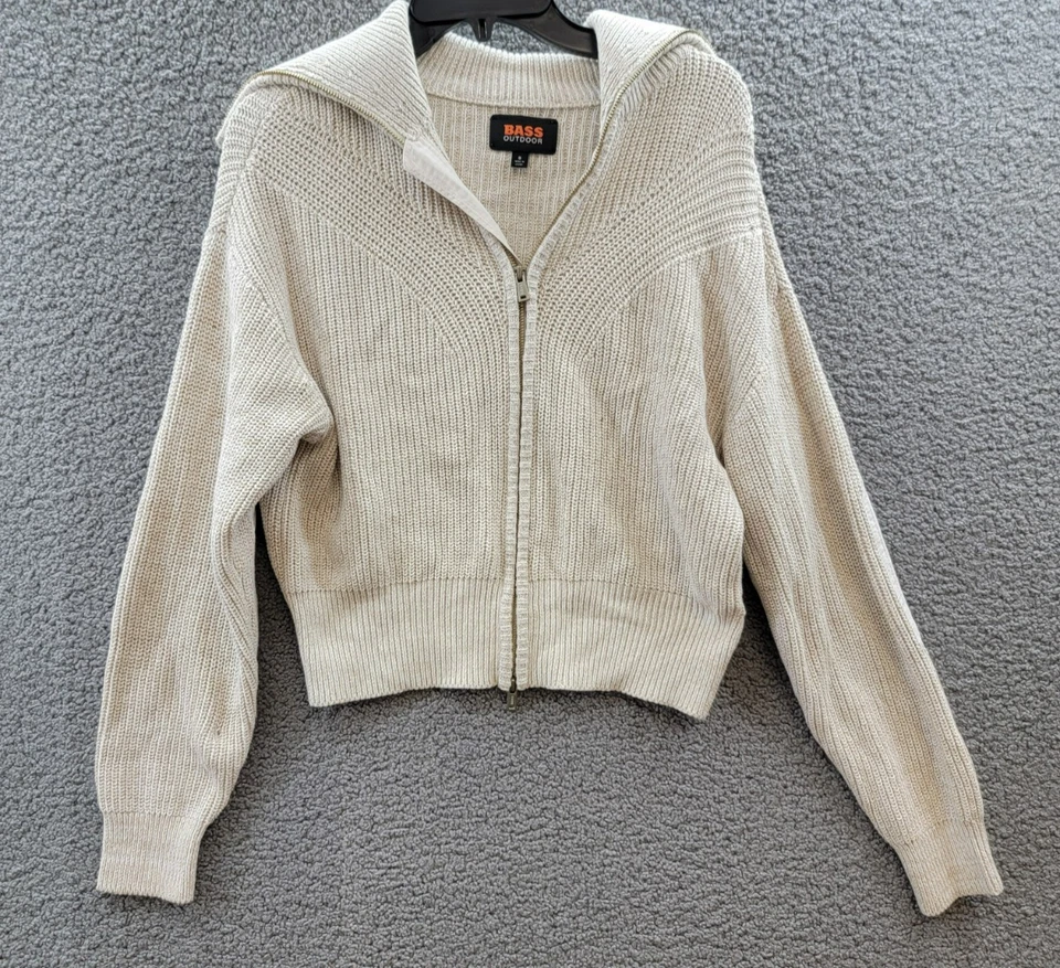 BASS OUTDOOR Funnel-Neck Zippered Sweater Women's S Oatmeal Heather Long Sleeve - Image 2 of 4