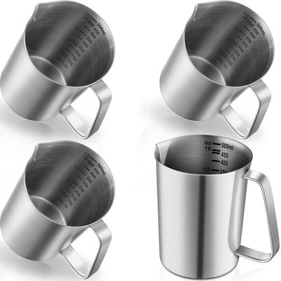 Copkim 4 Pcs Stainless Steel Pitcher with Handle and Pour Lip 16OZ, 500ML, 2 ...