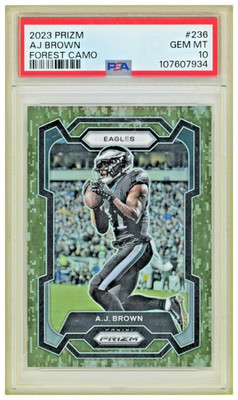 2023 Panini Prizm A.J. Brown Forest Camo #236 PSA 10 Philadelphia Eagles /15