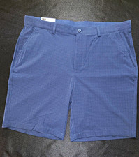 Greg Norman Men s Blue Stretch Flat Front Chino Shorts Slash Pockets Solid