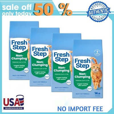 4 PACK Fresh Step Non-Clumping Scented Premium Cat Litter with Febreze Freshness