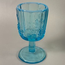 Westmoreland Panel Grape Blue Opalescent Glass Water Goblet - 1940s