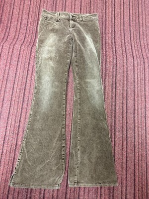 WOMENS USED VINTAGE Y2K SILVER JEANS LOW RISE FLARE CORDUROY PANTS SIZE 28