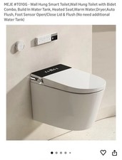 MEJE T010G Wall Hung Smart Toilet With Built In Bidet, Heated Seat, Dryer, Etc.