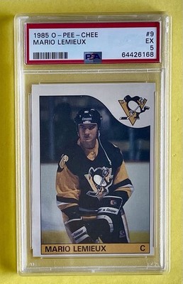 1985 O-PEE-CHEE MARIO LEMIEUX RC #9 - PITTSBURGH PENGUINS - HOF - PSA 5