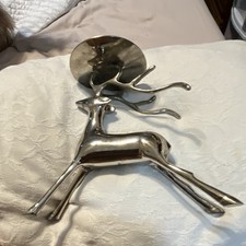Silver Tone Metal Reindeer Deer Candle Holder...