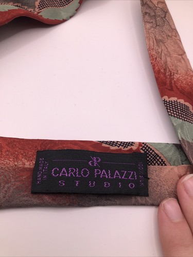 Carlo Palazzi Mens Suit Tie Geometric Pattern 100% Silk Made In Italy One Size - Picture 2 of 5