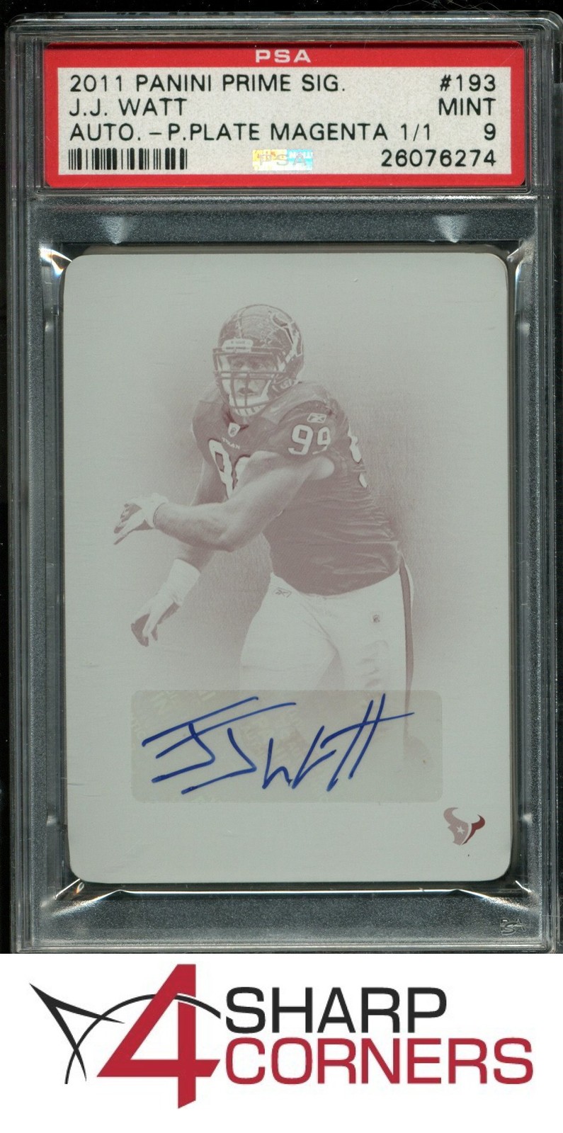 JJ Watt Panini Prime Signatures #193 Autograph