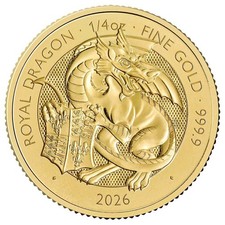 U.K. 2026 £25 1/4-oz Gold Tudor Beast Royal Dragon GEM BU 4489.76 per troy oz