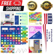 Durable 20  x 19  Educational Pocket Chart with 76 Cards for Preschool Learning