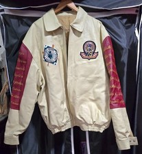 United Negro Baseball League Beige Leather Jacket, 60