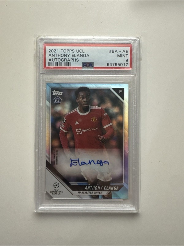 ANTHONY ELANGA ROOKIE RC AUTO 2021-22 Topps UEFA PSA 9 MANCHESTER UNITED