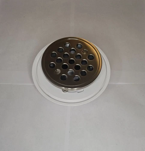 Round Shower Drain, Brushed Nickel Signature Hardware SH439112BN Menlo - Picture 3 of 4